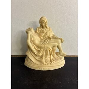 Vintage Pietà Sculpture Signed Novi P.A.T. – Resin Michelangelo Replica Statue